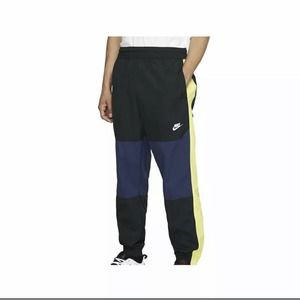 Men's Nike Sportswear Woven Navy Volt Loose Track Pants BV5387-012 Size Medium